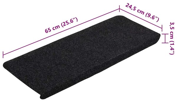 Ljepljivi tepisi za stepenice 30 kom crni 65x24 5x3 5 cm - Crna 65 x 24.5 x 3.5 cm 30 Crna