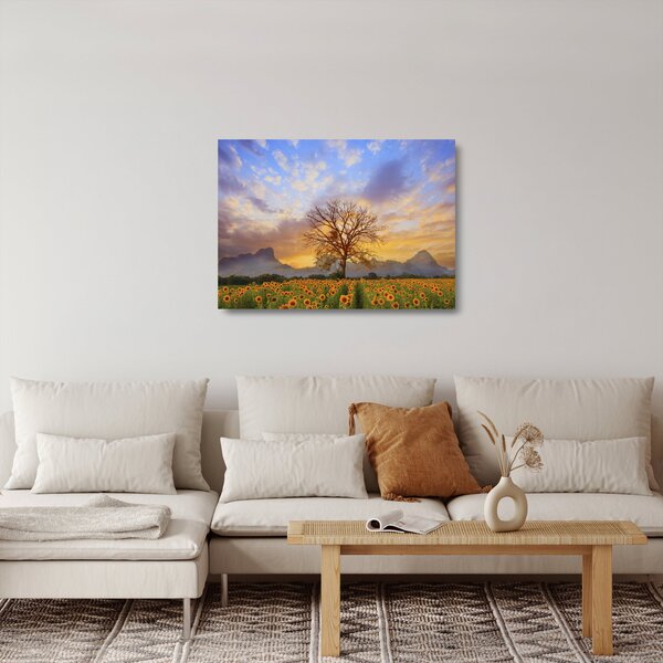 Staklena slika - Pejzaž sa suncokretima (70x50 cm)