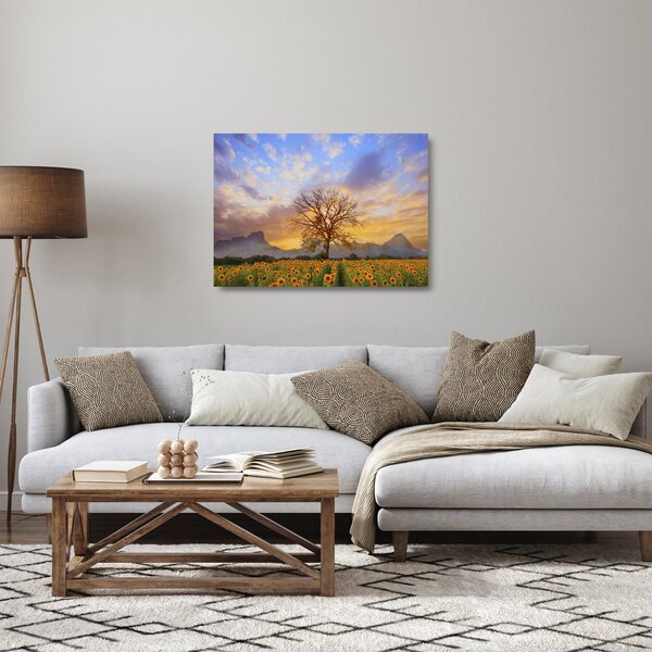 Staklena slika - Pejzaž sa suncokretima (70x50 cm)