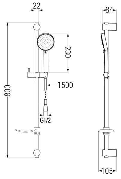 Mexen DF75 klizni tuš set, krom - 785754582-02