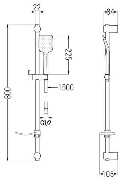 Mexen DF62 pomični tuš set, krom - 785624582-00