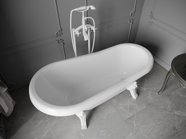 Mexen Retro samostojeća kada 150 x 73 cm, bijela, bijele noge - 53251507300-20