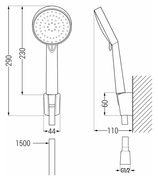 Mexen R-75 točkasti tuš set, crna boja - 785755052-70