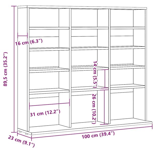 CD stalak – Ormarić za CD-ove staro drvo 100x23x89 5 cm konstruirano drvo - Staro drvo 100 x 23 x 89.5 cm 1 Staro drvo