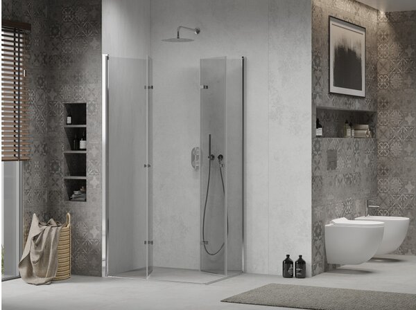 Mexen Lima Duo sklopiva tuš kabina 90 x 70 cm, prozirna, krom - 856-090-070-02-00