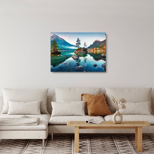 Staklena slika - Jezero Hintersee, Bavarske Alpe, Austrija (70x50 cm)