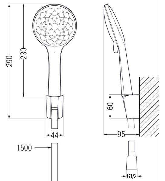 Mexen R-74 točka set tuša, crna - 785745052-70