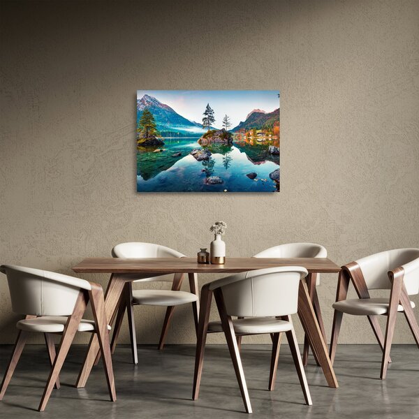 Staklena slika - Jezero Hintersee, Bavarske Alpe, Austrija (70x50 cm)