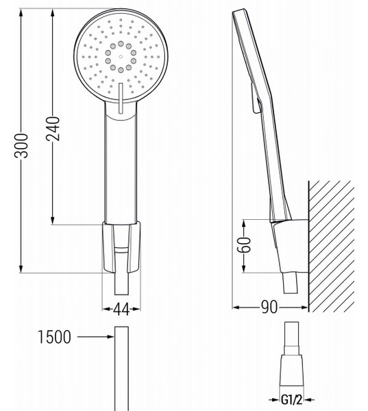 Mexen R-40 točkasti tuš set, bijeli - 785405052-20