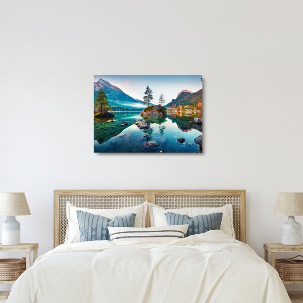 Staklena slika - Jezero Hintersee, Bavarske Alpe, Austrija (70x50 cm)
