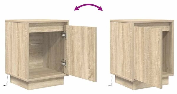 Noćni ormarići s LED svjetlima 2 kom boja hrasta 38x34x50 cm - sonoma hrast 2 Sonoma hrast 2
