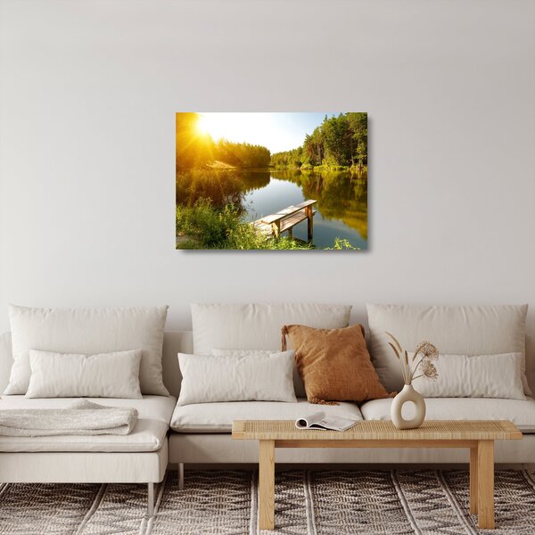 Staklena slika - Jezero u šumi (70x50 cm)