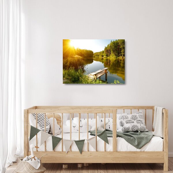 Staklena slika - Jezero u šumi (70x50 cm)