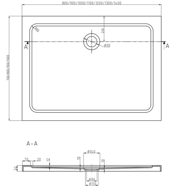 Mexen Omega klizna i brodsdki tuš kabina 100 x 90 cm, grafit, krom + Flat, bijeli - 825-100-090-01-40-4010