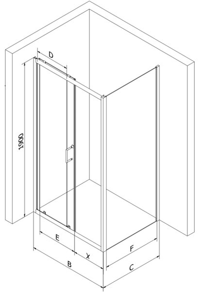 Mexen Apia klizna tuš kabina klizna 100 x 80 cm, bijele pruge, krom + kada Rio - 840-100-080-01-20-4510