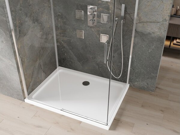 Mexen Omega klizna tuš kabina 120 x 70 cm, prozirna, krom + plitka Flat - 825-120-070-01-00-4010