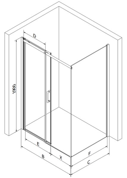 Mexen Omega klizna i brodsdki tuš kabina 100 x 90 cm, grafit, krom + Flat, bijeli - 825-100-090-01-40-4010