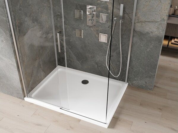 Mexen Omega klizna tuš kabina 120 x 70 cm, prozirna, krom + plitka Flat - 825-120-070-01-00-4010