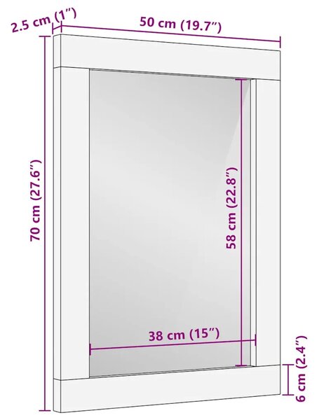 Ogledalo za kupaonicu 50x2 5x70 cm Puno drvo Mango