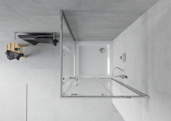 Mexen Rio kvadratna tuš kabina 80 x 80 cm, prozirna, krom + plitki tuš, bijela - 860-080-080-01-00-4010