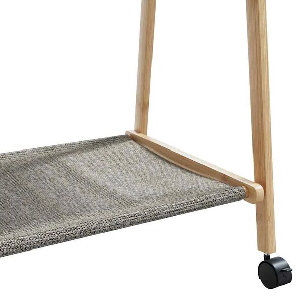 Stalak za odjeću s policama i kotačima 96x45 5x155 5 cm bambusa - 96 cm 1 s kotačima tkanina