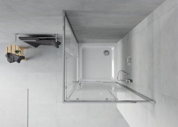 Mexen Rio kvadratna tuš kabina 80 x 80 cm, bijele pruge, krom + Flat tuš kada, bijela - 860-080-080-01-20-4010