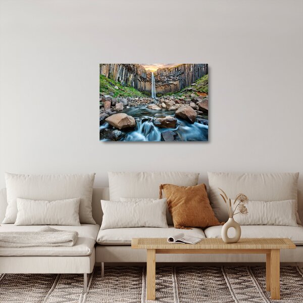 Staklena slika - Slap Svartifoss, Island (70x50 cm)