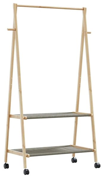 Stalak za odjeću s policama i kotačima 96x45 5x155 5 cm bambusa - 96 cm 1 s kotačima tkanina