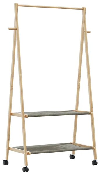 Stalak za odjeću s policama i kotačima 96x45 5x155 5 cm bambusa - 96 cm 1 s kotačima tkanina