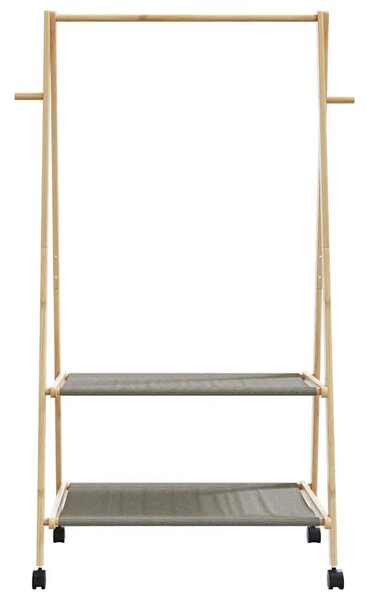 Stalak za odjeću s policama i kotačima 96x45 5x155 5 cm bambusa - 96 cm 1 s kotačima tkanina