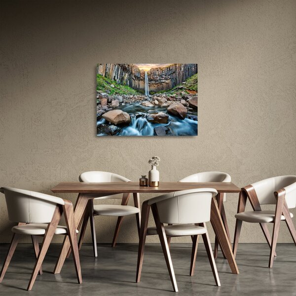 Staklena slika - Slap Svartifoss, Island (70x50 cm)