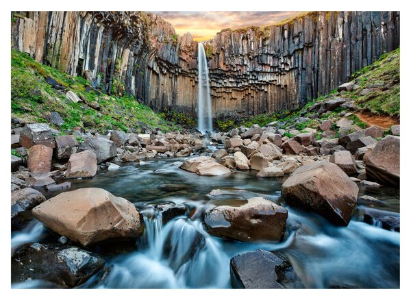 Staklena slika - Slap Svartifoss, Island (70x50 cm)
