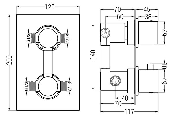 Mexen Cube DR02 podžbukni tuš set s kišnom glavom 30 cm, krom - 77502DR0230-00