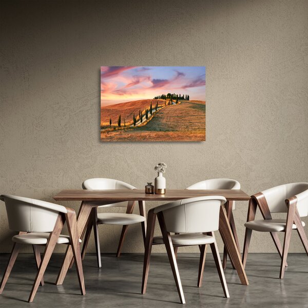 Staklena slika - Kuća na brdu, Toskana, Italija (70x50 cm)