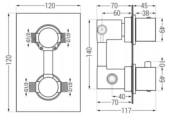 Mexen Cube DR02 podžbukni tuš set s kišnim tušem 25 cm, zlatni - 77502DR0225-50