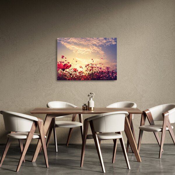 Staklena slika - Livada s cvijećem (70x50 cm)