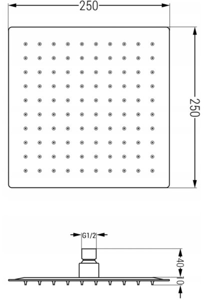 Mexen Cube DR02 podžbukni tuš set s kišnim tušem 25 cm, zlatni - 77502DR0225-50