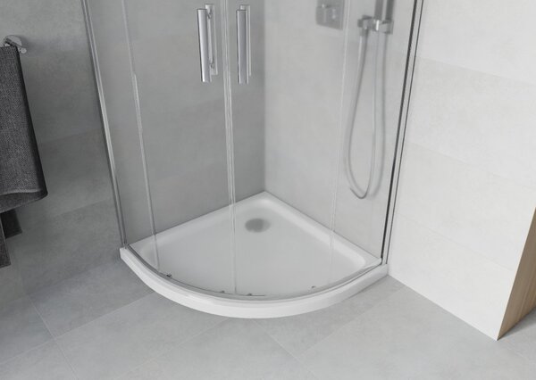 Mexen Rio polukružna tuš kabina 80 x 80 cm, matirano, kromirano + Flat tuš kada, bijela - 863-080-080-01-30-4110