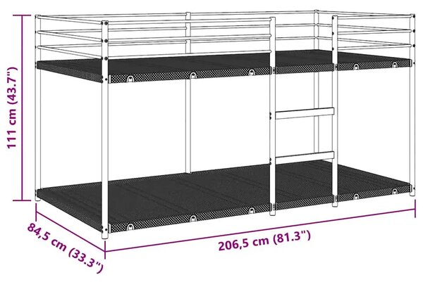 Krevet na kat bez madraca bijeli 80x200 cm čelik - 80 x 200 cm 80 x 200 cm