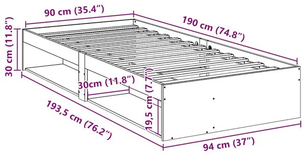 Dnevni krevet bez madraca bijeli 90 x 190 cm masivna borovina - Bijela 90 x 190 cm Bijela 90 x 190 cm