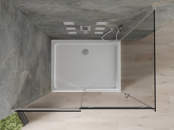 Mexen Omega klizna i brodsdki tuš kabina 100 x 90 cm, grafit, krom + Flat, bijeli - 825-100-090-01-40-4010