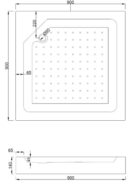 Mexen Rio kvadratna tuš kabina 90 x 90 cm, matirano staklo, krom + tuš kada, bijela - 860-090-090-01-30-4510