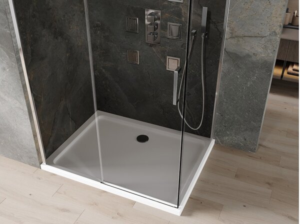 Mexen Omega klizna i brodsdki tuš kabina 100 x 90 cm, grafit, krom + Flat, bijeli - 825-100-090-01-40-4010