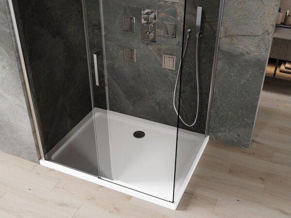 Mexen Omega klizna i brodsdki tuš kabina 100 x 90 cm, grafit, krom + Flat, bijeli - 825-100-090-01-40-4010