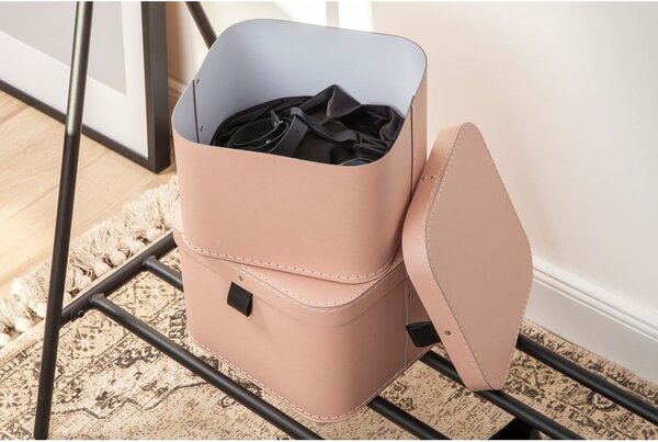 Ružičaste kartonske kutije za pohranu u setu 2 kom s poklopcem 28,5x28,5x19,5 cm Ludvig Paper Laminate – Bigso