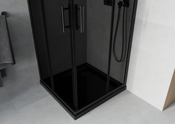 Mexen Rio kvadratna tuš kabina 80 x 80 cm, grafit, crna + Flat tuš kada, crna - 860-080-080-70-40-4070B
