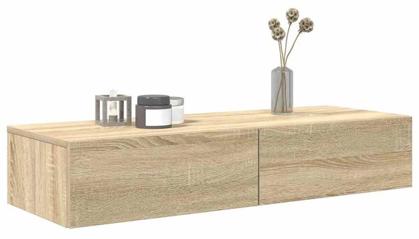 Zidna polica s ladicama sonoma hrast 100x36x19 cm izrađeno drvo - sonoma hrast 100 x 36 x 19 cm 1 1