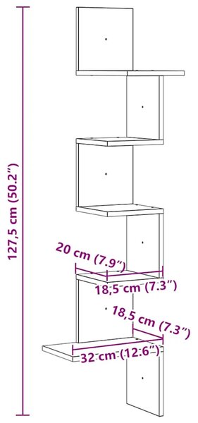 Zidne kutne police boja hrasta sonome 32x32x127 5 cm od iverice - sonoma hrast 32 x 32 x 127.5 cm 1 1