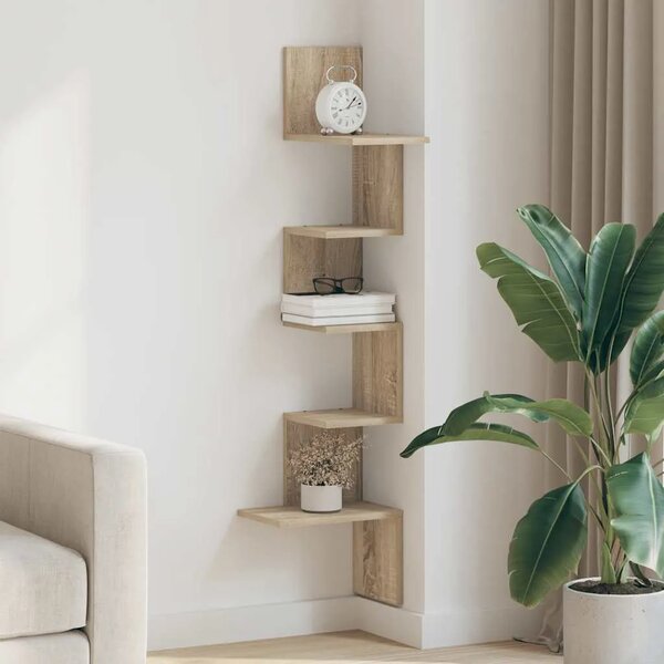 Zidne kutne police boja hrasta sonome 32x32x127 5 cm od iverice - sonoma hrast 32 x 32 x 127.5 cm 1 1