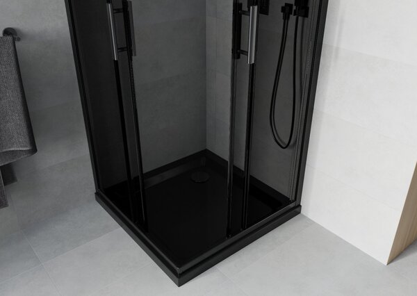 Mexen Rio kvadratna tuš kabina 80 x 80 cm, grafit, crna + Flat tuš kada, crna - 860-080-080-70-40-4070B